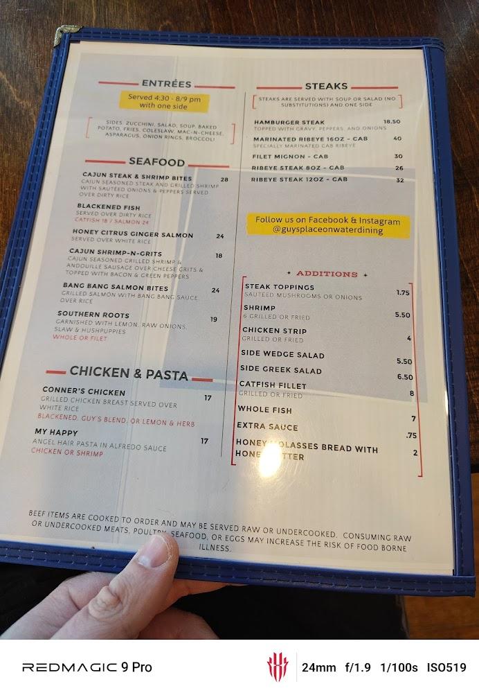 Guy's Place On Water Dining Menu image 3