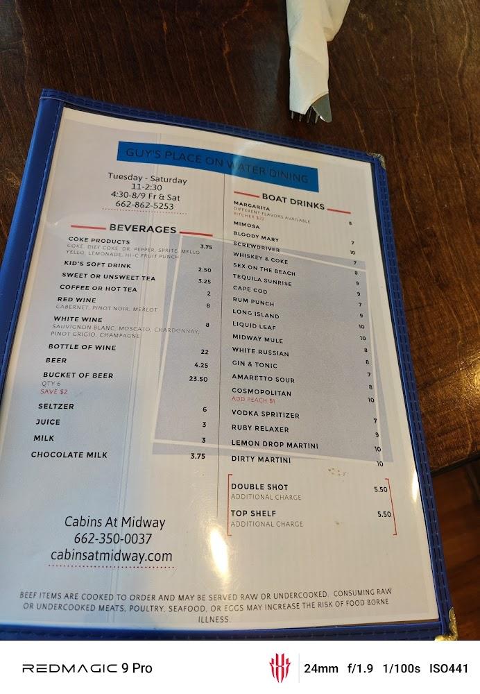 Guy's Place On Water Dining Menu image 4