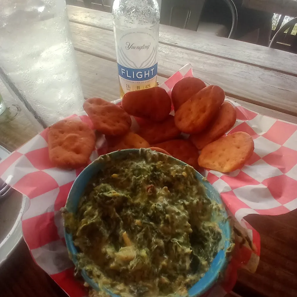 Spinach Dip with Fried Naan
